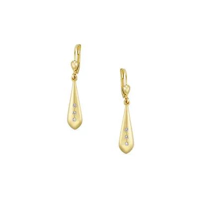 10K Goldplated & Cubic Zirconia Teardrop Earrings