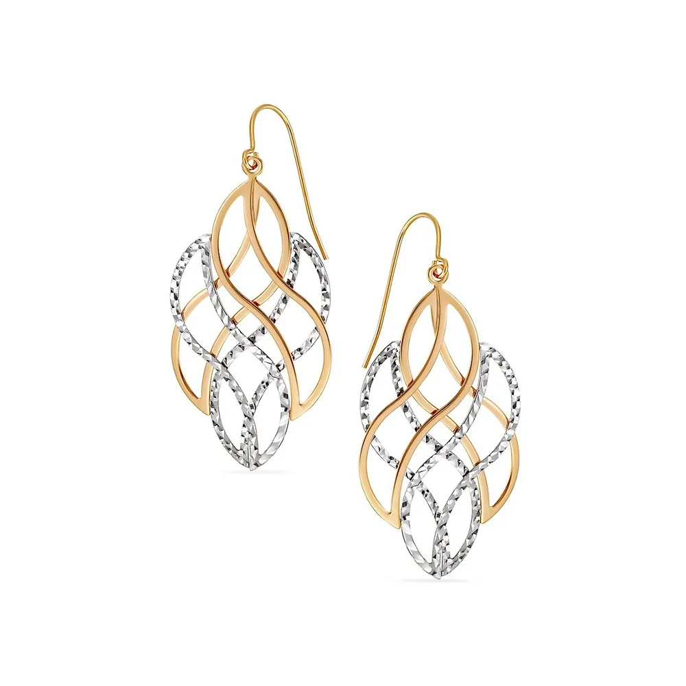 Two-Tone Sterling Silver Filigree Drop Earrings