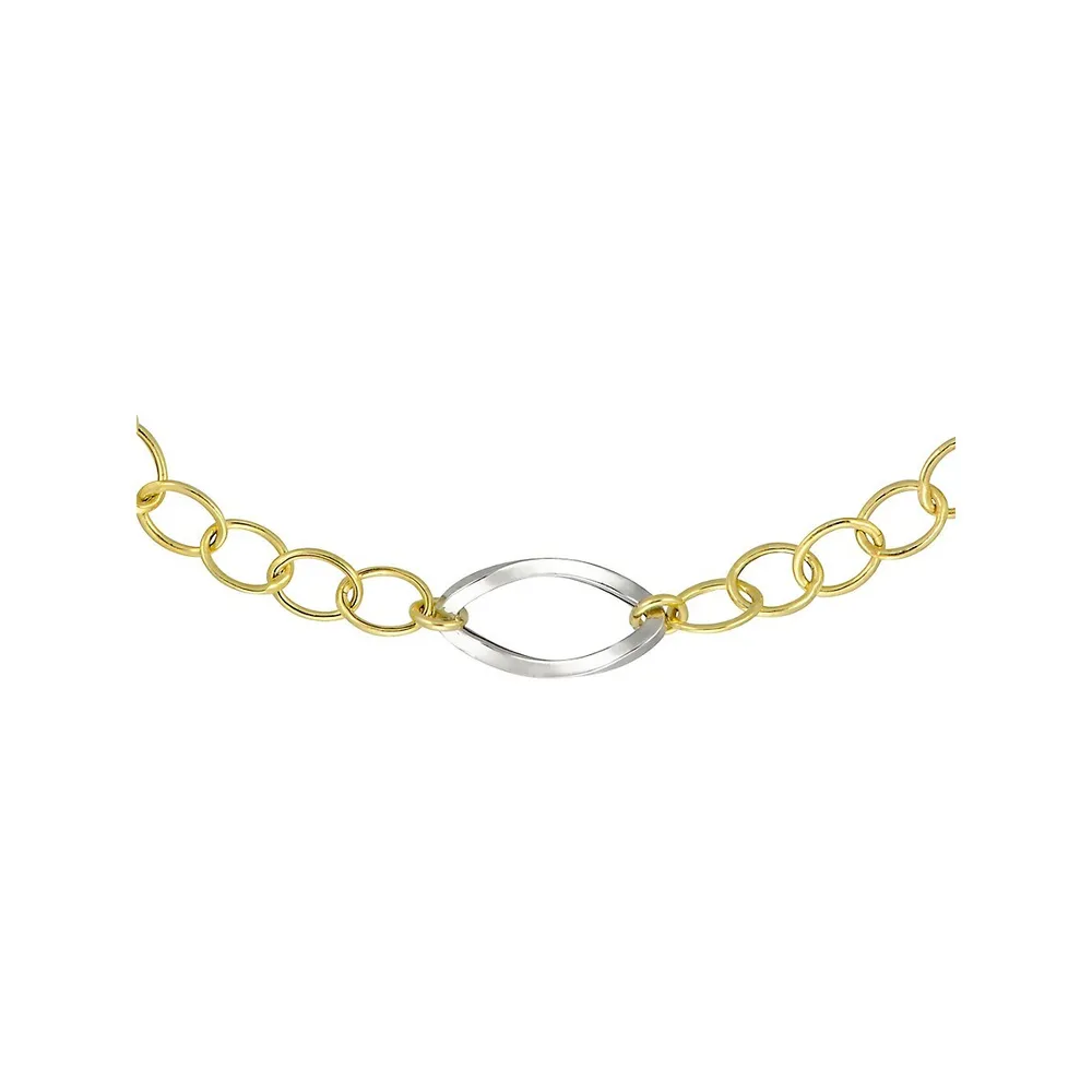 10K Two-Tone Goldplated Sterling Silver Fancy-Link Bracelet