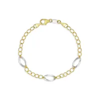 10K Two-Tone Goldplated Sterling Silver Fancy-Link Bracelet