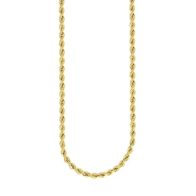 Goldplated Sterling Silver Rope Chain Necklace - 20" x 3.3MM