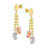 10K Tri-Tone Goldplated Sterling Silver Chain-Drop Earrings