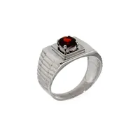 Sterling Silver & Garnet Ring