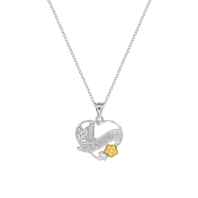 Number 1 Grandma Goldplated Sterling Silver Pendant Necklace