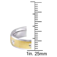 Two-Tone Sterling Silver & 0.015 CT. T.W. Wedding Band