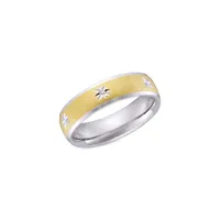 Two-Tone Sterling Silver & 0.015 CT. T.W. Wedding Band