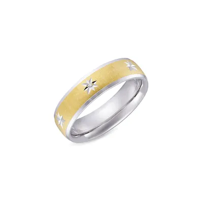 Two-Tone Sterling Silver & 0.015 CT. T.W. Wedding Band