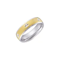 Two-Tone Sterling Silver & 0.015 CT. T.W. Wedding Band