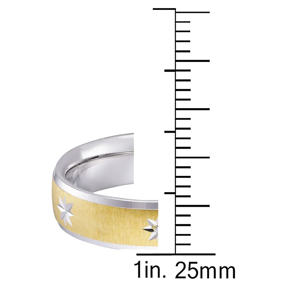 Two-Tone Sterling Silver & 0.015 CT. T.W. Wedding Band