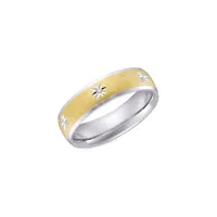 Two-Tone Sterling Silver & 0.015 CT. T.W. Wedding Band