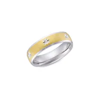 Two-Tone Sterling Silver & 0.015 CT. T.W. Wedding Band