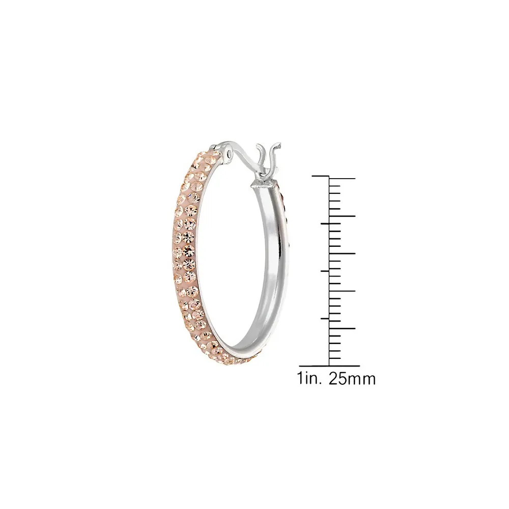 Sterling Silver & Peach Cubic Zirconia Hoop Earrings