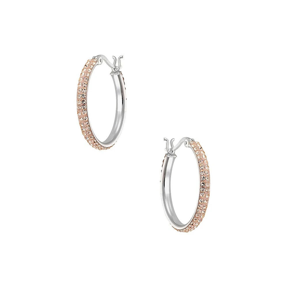 Sterling Silver & Peach Cubic Zirconia Hoop Earrings