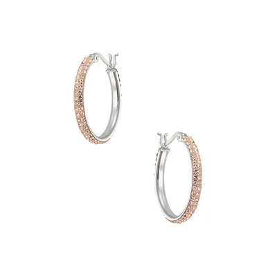 Sterling Silver & Peach Cubic Zirconia Hoop Earrings