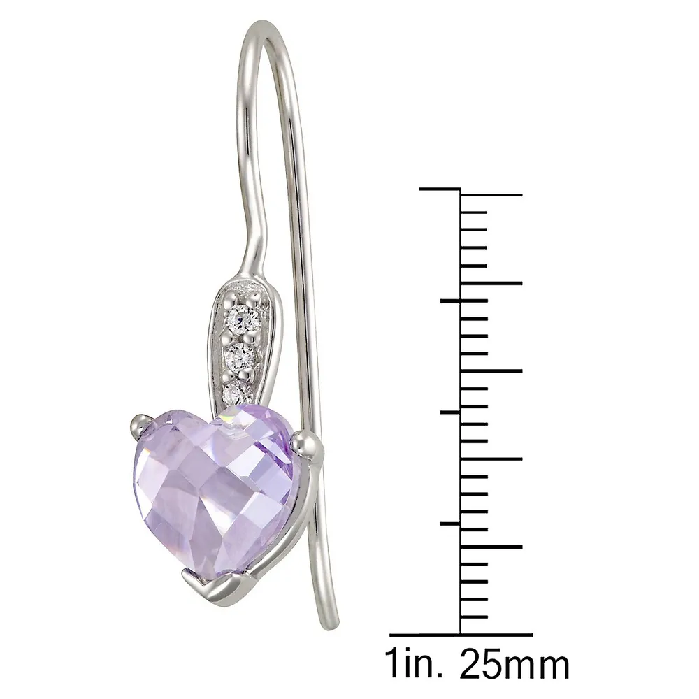 Sterling Silver, Soft Lilac Crystal & Crystal Drop Earrings