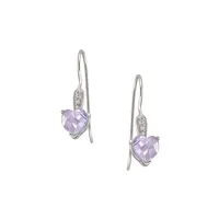 Sterling Silver, Soft Lilac Crystal & Crystal Drop Earrings