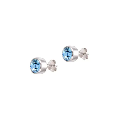 Sterling Silver & Bezel-Set Cubic Zirconia Stud Earrings