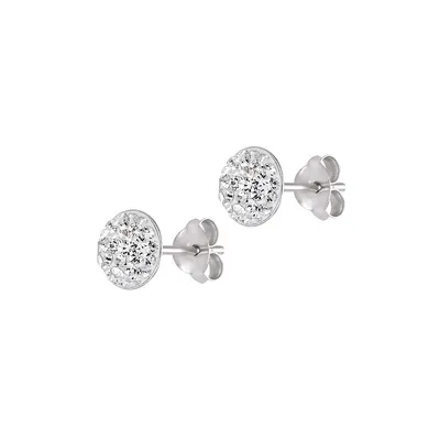 Sterling Silver & Cubic Zirconia Crystal Domed Stud Earrings
