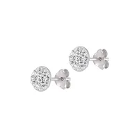 Sterling Silver & Cubic Zirconia Crystal Domed Stud Earrings