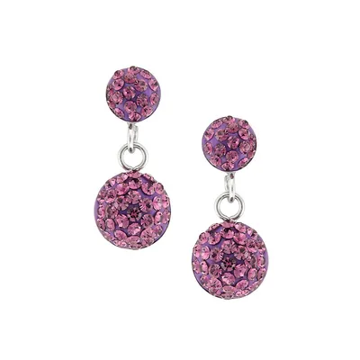 Sterling Silver & Cubic Zirconia Double Link Drop Earrings