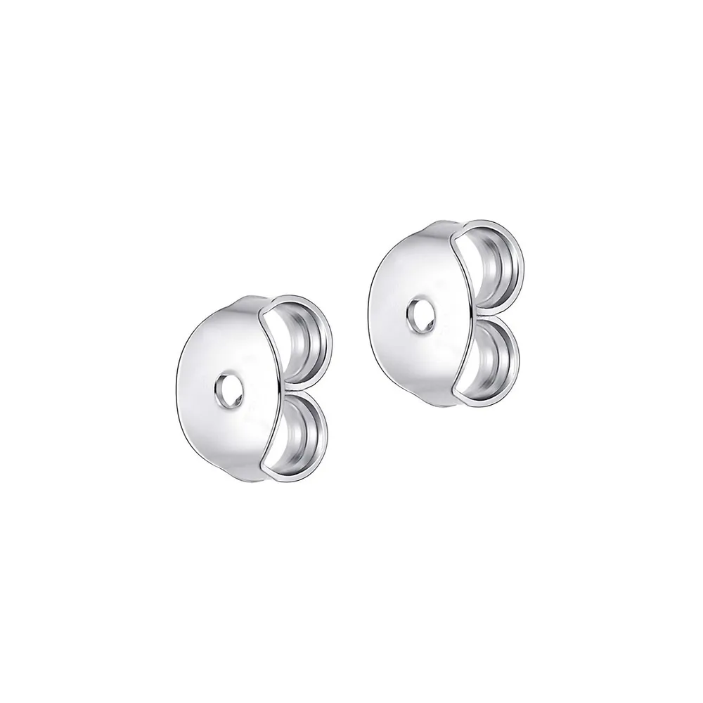 Sterling Silver, Cubic Zirconia & 6MM White Freshwater Pearl Drop Earrings