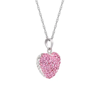 Collier à pendentif en forme de cœur en argent sterling avec cristaux