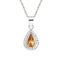 Sterling Silver, Topaz & Cubic Zirconia Pendant Necklace