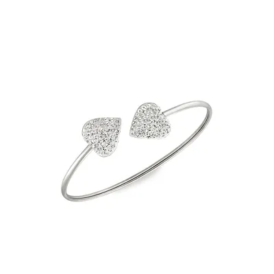 Sterling Silver & Cubic Zirconia Heart Cuff Bracelet