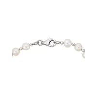 Sterling Silver, 10MM Freshwater Pearl, & Multi-Stone Bracelet