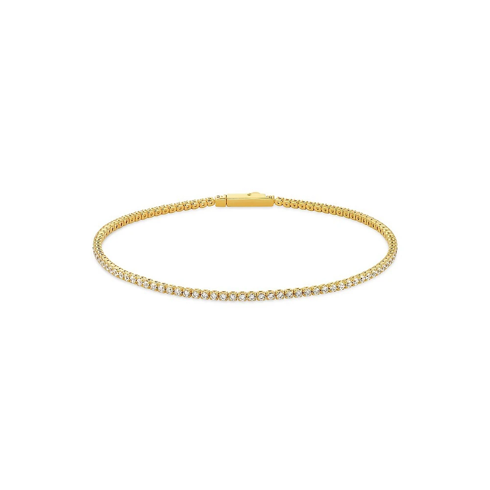 Sterling Silver Goldtone Cubic Zirconia Tennis Bracelet