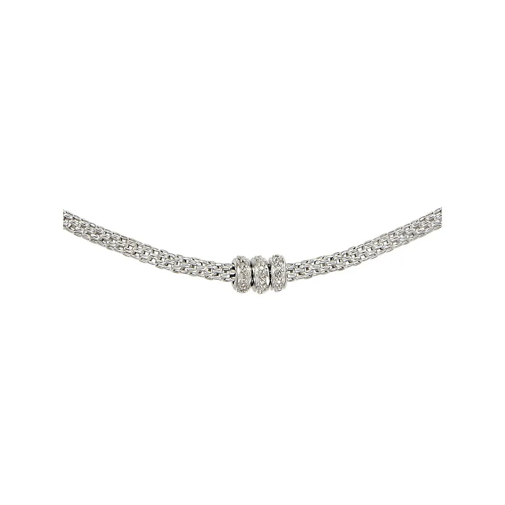 Sterling Silver & Cubic Zirconia Mesh Chain Necklace