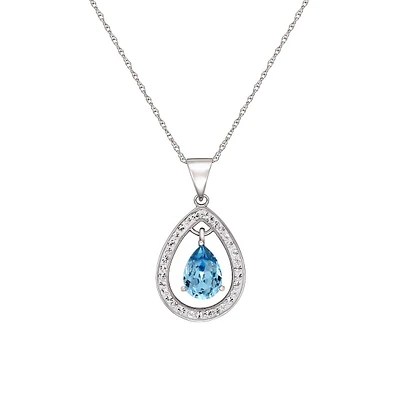 Sterling Silver & Cubic Zirconia Teardrop Pendant Necklace