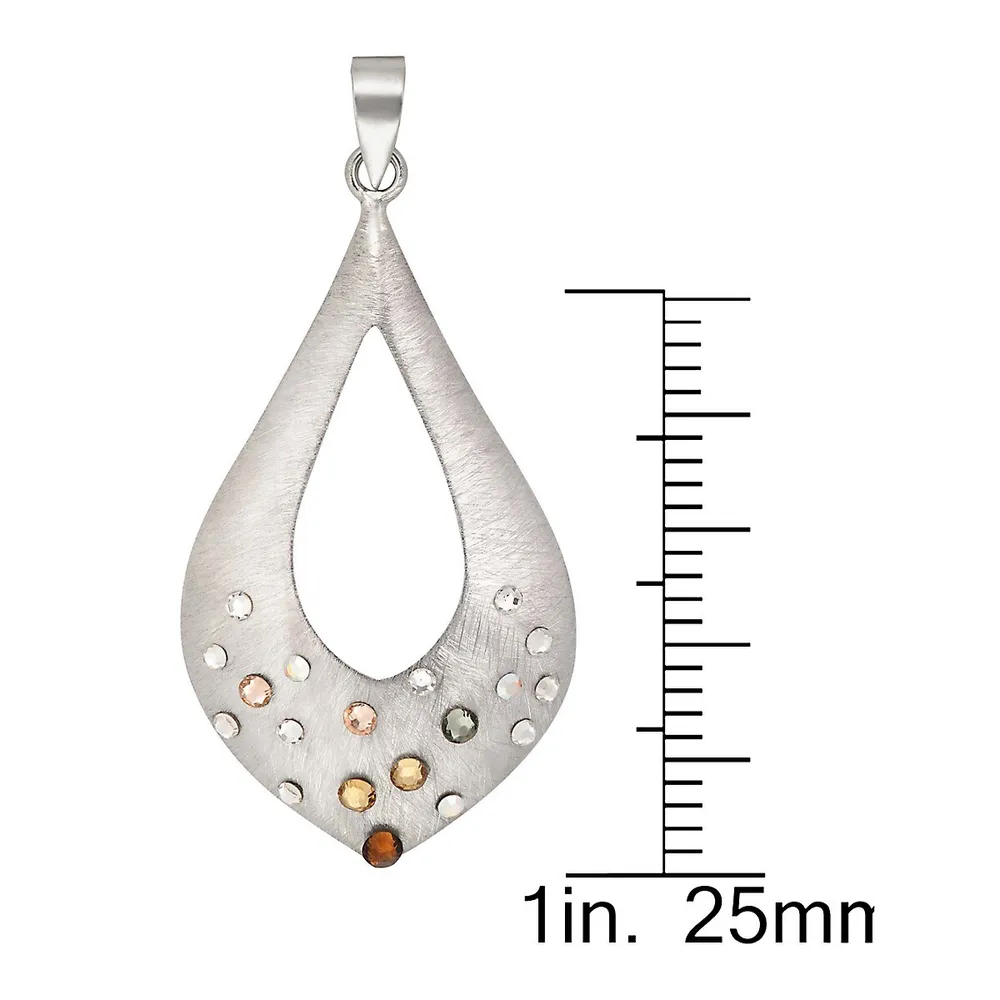 Sterling Silver & Crystal Teardrop-Shaped Pendant Necklace - 18"