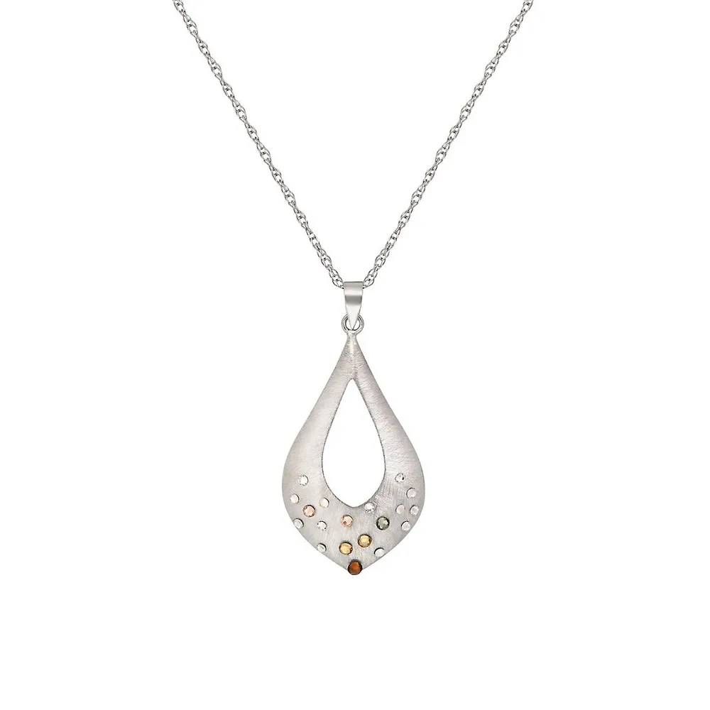 Sterling Silver & Crystal Teardrop-Shaped Pendant Necklace - 18"