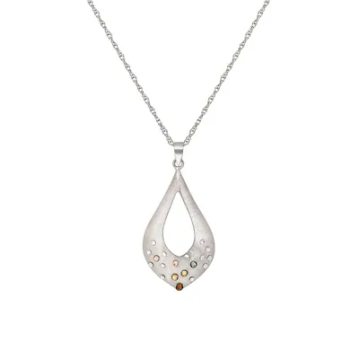 Sterling Silver & Crystal Teardrop-Shaped Pendant Necklace - 18"