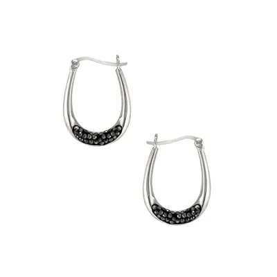 Sterling Silver & Cubic Zirconia Horseshoe Hoop Earrings
