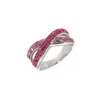 Sterling Silver Cubic Zirconia Embellished Criss-Cross Ring