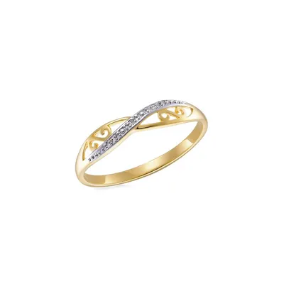 Goldplated Sterling Silver & 0.0099 CT. T.W. Diamond Ring