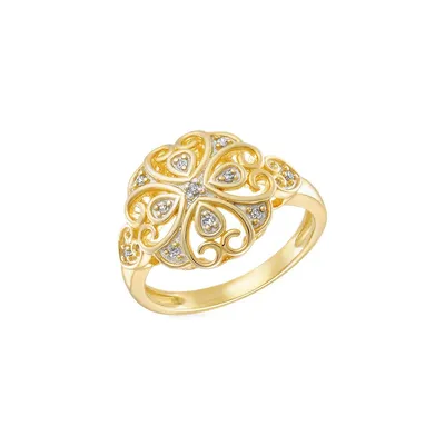Goldplated Sterling Silver & CT. T.W. Diamond Ring