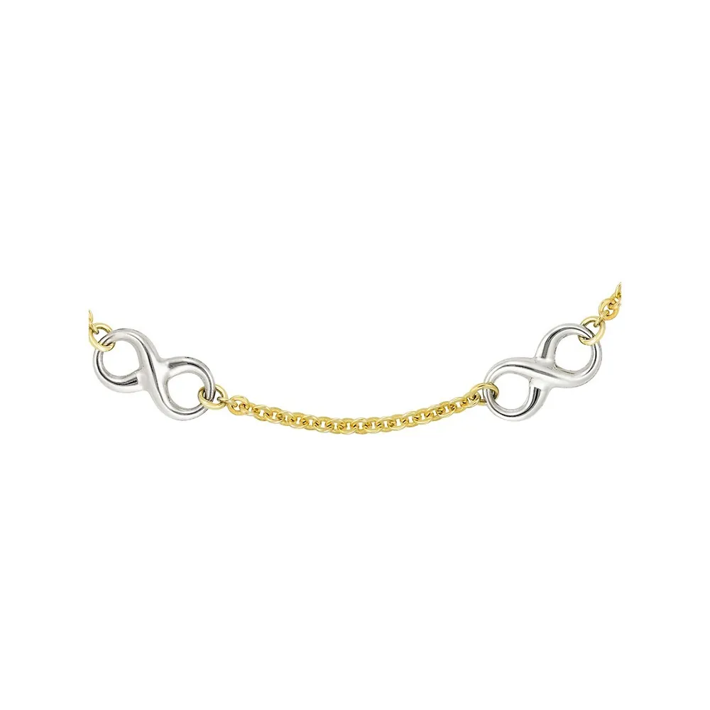 10K Goldplated & Sterling Silver Two-Tone Infinity Chain Bracelet