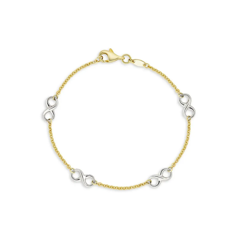 10K Goldplated & Sterling Silver Two-Tone Infinity Chain Bracelet