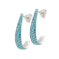 Sterling Silver & Cubic Zirconia Double-Row J Earrings