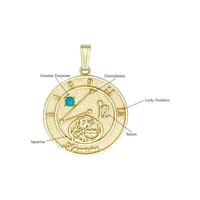 Pendentif talisman Verseau en or jaune 10 ct Gold Celebration