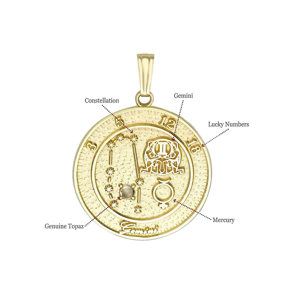 Pendentif talisman Gémeaux en or jaune 10 ct Gold Celebration