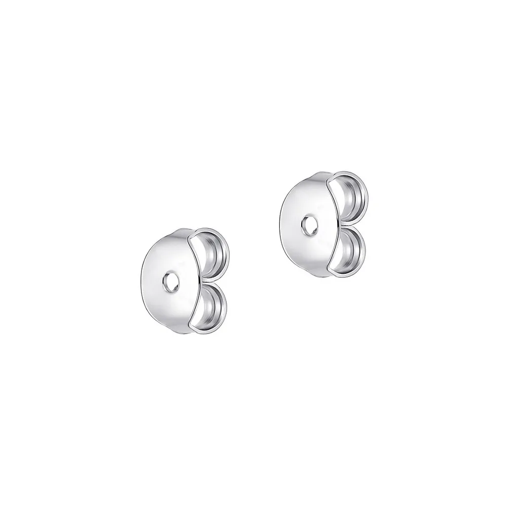Rhodium-Plated Sterling Silver & 6MM Freshwater Pearl drop Earrings