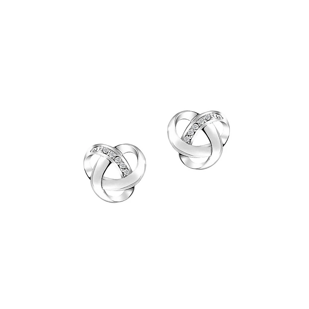 Boucles d'oreilles nœud d'amour en argent sterling et cristal