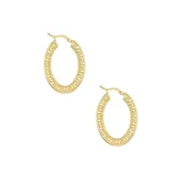 18K Gold Plated Greek Oval Hoop Earrings