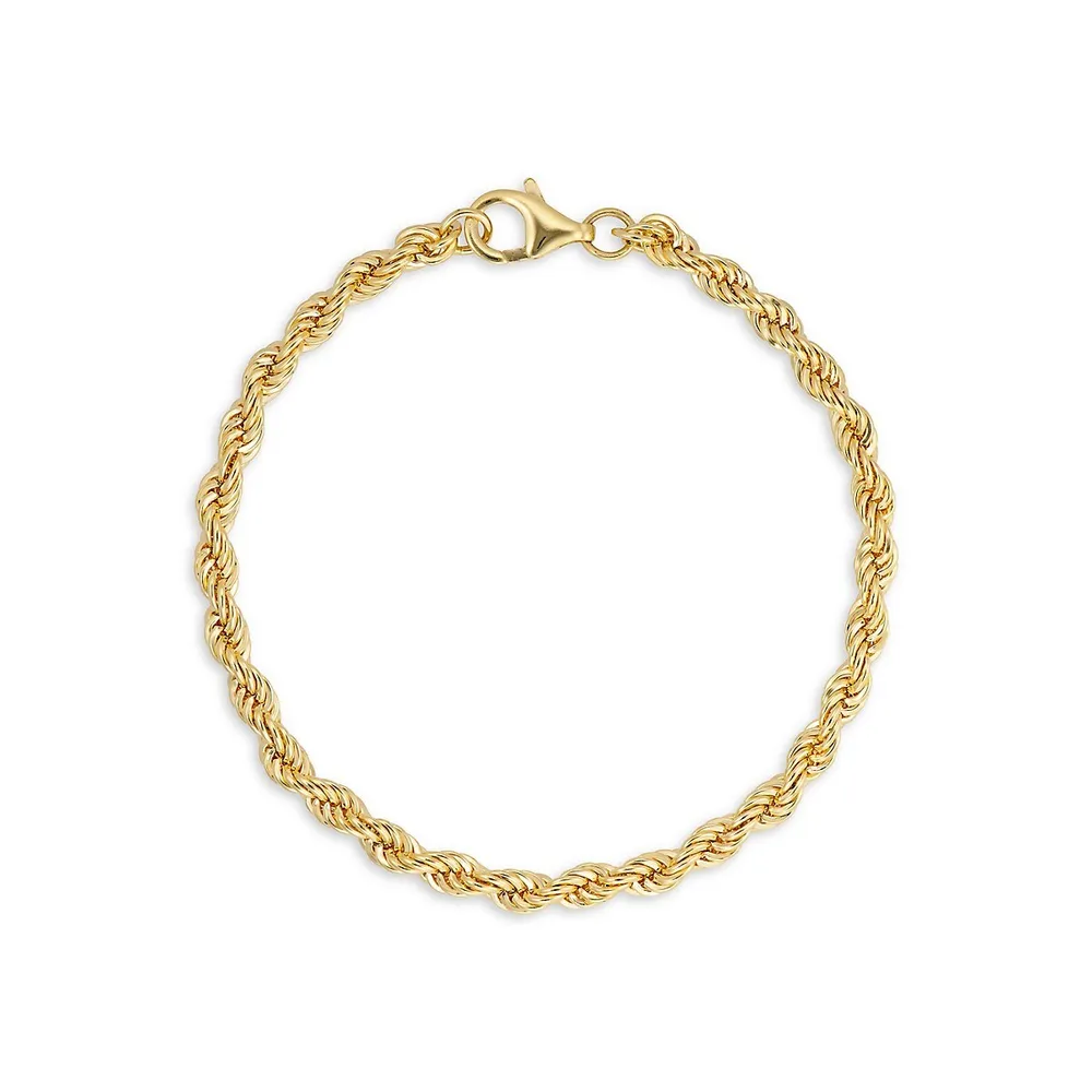 Macys Mens Rope Link Bracelet in 18k GoldPlated Sterling Silver  Macys