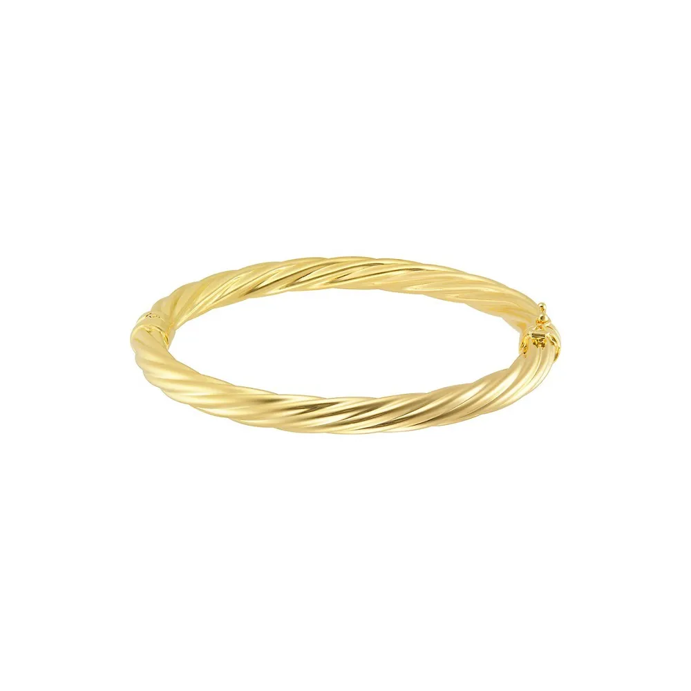 18K Goldplated Twisted Oval Bangle