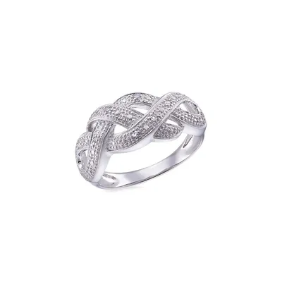Sterling Silver & 0.03 CT. T.W. Diamond Braid Ring